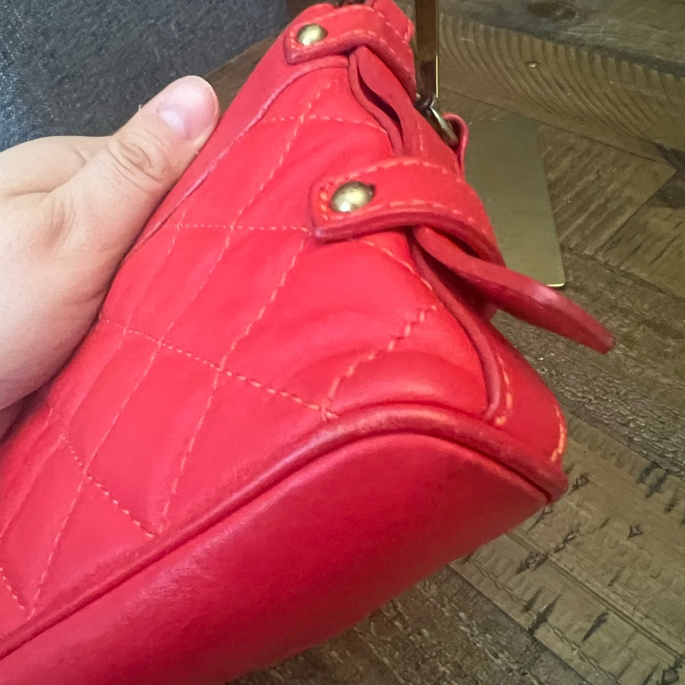 MCM Red Quilted Shoulder Bag with Gold Hardware - Picture 4 of 10